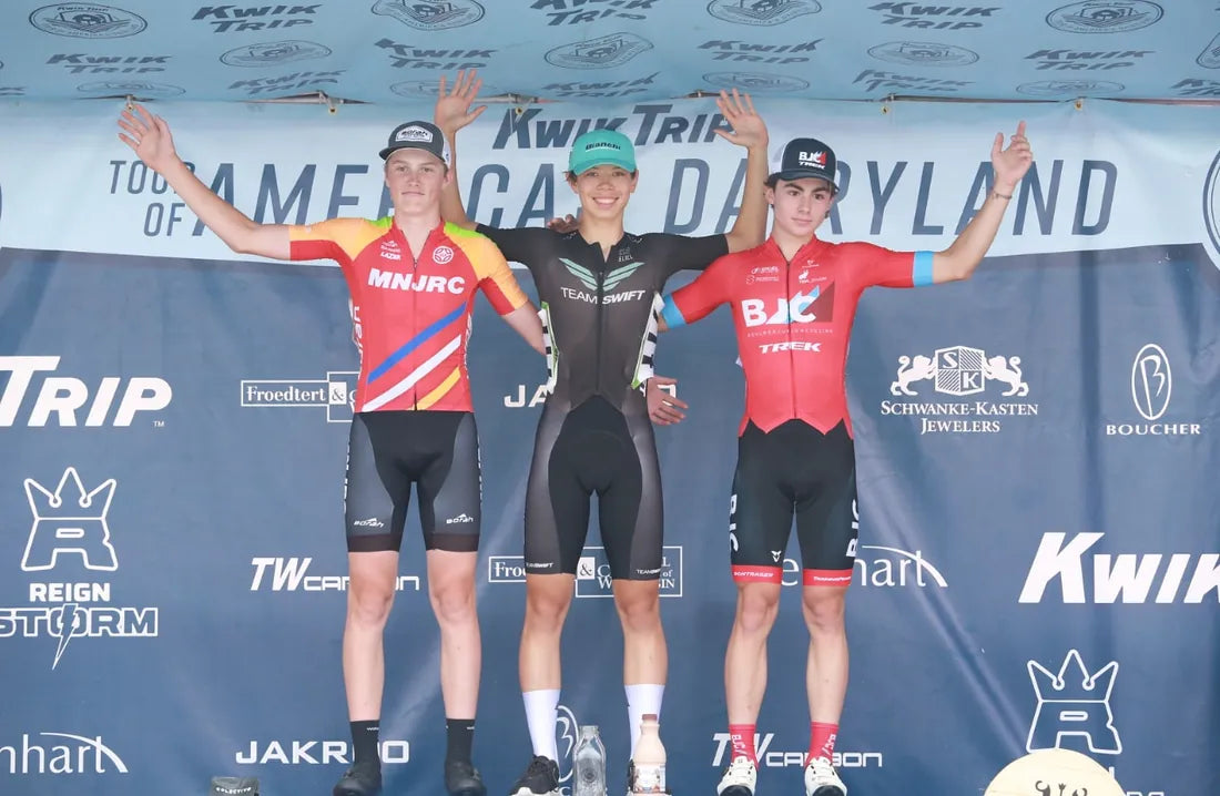 Top three finishers on the podium at Tour of America's Dairyland